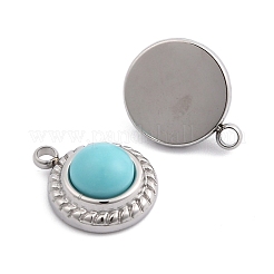 Synthetische türkise halbrunde Charms&nbsp;STAS-L022-399P-07