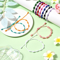 24шт 12-х цветные плетеные браслеты из полиэфирного шнура для мужчин и женщин&nbsp;BJEW-SP0001-14