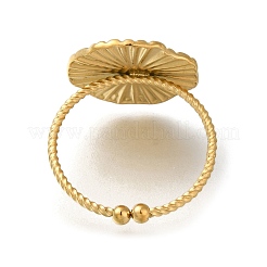 Кольцо-манжета из нержавеющей стали 304 с цветком для женщин&nbsp;RJEW-F161-02G-10