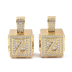 Pendentifs alphabet laiton micro pavé clair zircone cubique&nbsp;ZIRC-O045-01G-Z