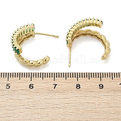 Twisted-Ohrstecker aus Messing mit Mikropavé-Kubikzirkonia&nbsp;EJEW-M082-16G-01