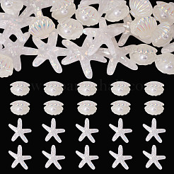 26 шт. 2 стиля УФ-покрытие океанская тематика прозрачные смоляные кабошоны&nbsp;CRES-TA0001-54