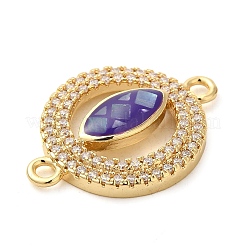 Anello con micro pavé di ottone placcato a cremagliera con zirconi trasparenti e ciondoli con connettore a occhio di cavallo&nbsp;KK-K385-98G-02