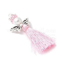 Стеклянные жемчужины круглые бусины с поликоттоновой кисточкой большие подвески&nbsp;PALLOY-MZ00612-03