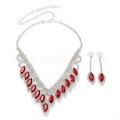 Collane e orecchini a bottone in lega con strass occhio di cavallo per donna&nbsp;SJEW-U001-01P-05