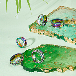 14 шт. набор из 7 колец унисекс из нержавеющей стали с рифлением&nbsp;RJEW-UN0002-65MC