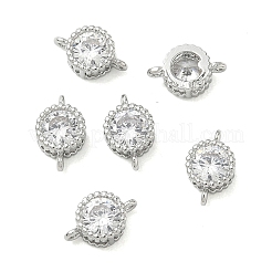 Messing Pflaster klar Kubisch Zirkonia flache runde Anschluss Charms&nbsp;XGRQ3D002-500P
