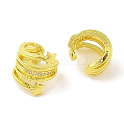 Женские серьги-манжеты из латуни с микропаве и прозрачным цирконием&nbsp;EJEW-I305-34G