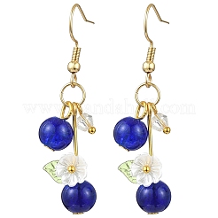 Серьги-подвески из нержавеющей стали 304 с черникой и стеклом&nbsp;EJEW-JE06251-02