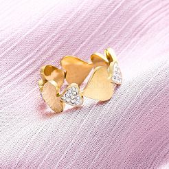 Кольца для пальцев из нержавеющей стали 304 со стразами&nbsp;RJEW-Q020-15G