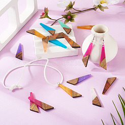 16шт 8 цвета подвески из смолы и дерева&nbsp;WOOD-TA0002-70