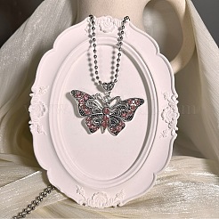 Halsketten im europäischen Vintage-Stil mit Strass-Schmetterlingsanhänger aus Legierung und Kugelkette für Damen&nbsp;YE8712-2