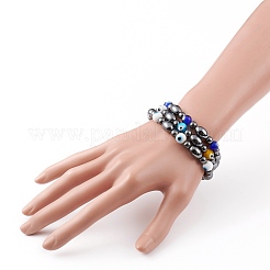 Non-magnétiques perles synthétiques d'hématite étirer bracelets&nbsp;BJEW-JB05895