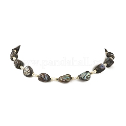 Halsketten aus natürlichen Abalone-/Paua-Muscheln und Perlen&nbsp;NJEW-JN06377