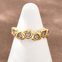 Anillos abiertos de latón con micropavé de circonitas cúbicas transparentes&nbsp;RJEW-T028-01B-G