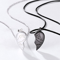 2 pz collana con ciondolo magnetico a forma di cuore con mani in lega per San Valentino&nbsp;WG7D3EF-04