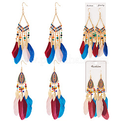 2 пара серег-перьев 2 стилей&nbsp;EJEW-TA0001-46