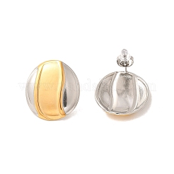 Pendientes de botón de dos tonos de acero inoxidable 304&nbsp;EJEW-F355-04GP-07