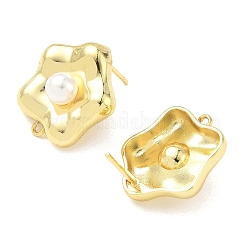 Фурнитура для сережек-гвоздиков из латуни и пластика с жемчугом&nbsp;KK-G547-06G
