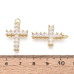 Ciondoli religiosi in ottone micro pavé con zirconi cubici trasparenti&nbsp;KK-T080-41G