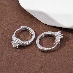 Серьги-кольца Star 925 из стерлингового серебра с микропаве из прозрачных кубических цирконий&nbsp;EJEW-K317-07P