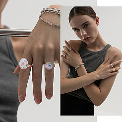 14 stücke flache runde einstellbare 304 edelstahl finger ringe komponenten&nbsp;DIY-UN0002-75
