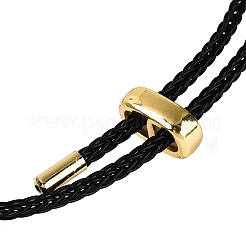 Verstellbares Armband aus Rindsleder mit Schiebeverschluss und Messingperlen&nbsp;BJEW-N041-05