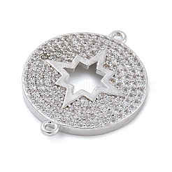 Стойка покрытие латунь микропаве прозрачный кубический цирконий плоские круглые с полой звездой соединительные подвески&nbsp;KK-A234-082P