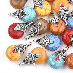 2 Pendenti Cuore In Agata Con Drago E Luna – Perline Arcobaleno Tibetano Sliver E Ottone