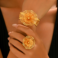 Luxuriöse Brautarmreifen und Ringe aus Eisen mit eindimensionalem Blumenmuster für Damen&nbsp;HI9521