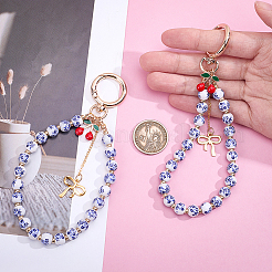 2 bracelet de téléphone portable en alliage de zinc et perles céramiques&nbsp;AJEW-ME0002-83B