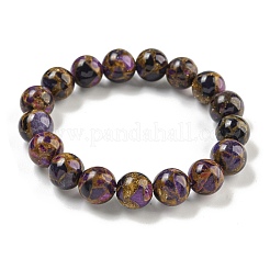 Runde synthetische goldene Clinquant-Stein-Stretch-Armbänder&nbsp;G-P549-02B-05