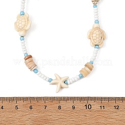 Collane estive da spiaggia con stelle marine sintetiche tinte di turchese&nbsp;NJEW-JN06503