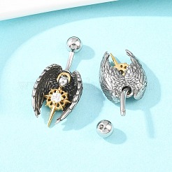 Кольца для живота в форме штанги из нержавеющей стали 316 с прозрачными кубическими цирконами и паве&nbsp;AJEW-C044-02