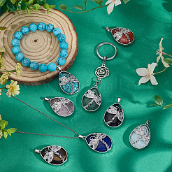 7 шт. 7-х цветные подвески из натуральных и синтетических смешанных драгоценных камней&nbsp;G-PH0003-30