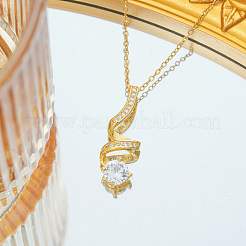 Ожерелья со спиральной подвеской из нержавеющей стали 304 с микропаве из прозрачного кубического циркония&nbsp;FS-WG74725-01