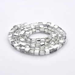 Halb plattierte facettiert klare Würfel Glasperlen Stränge&nbsp;GLAA-A031-4mm-HP02