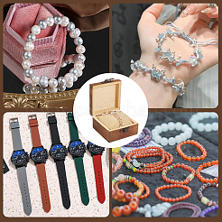 2 шт. деревянные коробки для хранения ювелирных изделий с 2 шт. тканевыми подушечками для браслетов и часов&nbsp;CON-BBC0001-16B