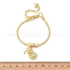 Braccialetti con ciondoli in ottone micro pavé di zirconi cubici trasparenti&nbsp;BJEW-H640-05A-G