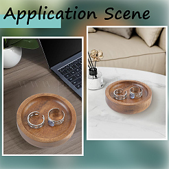 Плоский круглый деревянный поднос для демонстрации драгоценностей&nbsp;ODIS-WH20003-05A