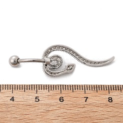 Сплав горный хрусталь змея изогнутая штанга кольца для живота&nbsp;LS-AJEW-R007-03P-02