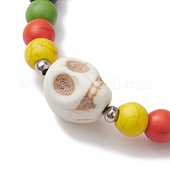 Браслеты из плетеных бусин круглой формы из синтетической бирюзы диаметром 6 мм.&nbsp;BJEW-JB10335-02