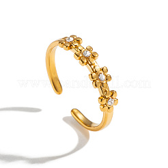 Bracciale rigido aperto da donna in acciaio inossidabile 304 con fiore e strass.&nbsp;EY7993