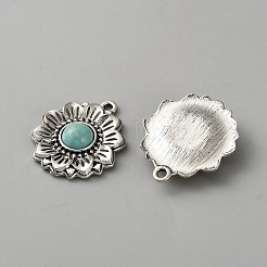 Pendentifs en turquoise synthétiques teints&nbsp;FIND-WH0199-349AS-09
