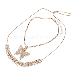 Colliers pendentifs en strass en alliage et ensembles de colliers coulissants réglables&nbsp;NJEW-Z012-02G