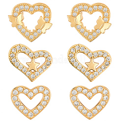 3 пара серег-гвоздиков из латуни с микропаве из прозрачного кубического циркония в двух стилях для женщин&nbsp;EJEW-BBC0002-10