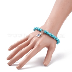 Bracciale elastico sintetico con perline turchesi&nbsp;BJEW-JB08218