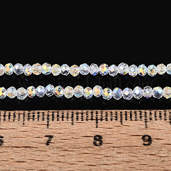 Нити из прозрачных стеклянных бусин-ронделей с цветным покрытием ab&nbsp;EGLA-T029-2mm-10A