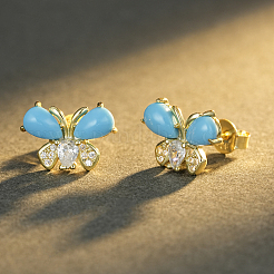 Boucles d'oreilles papillon en argent sterling serties de micro-pavés de zirconiums cubiques pour femme&nbsp;UO0613