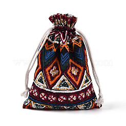 Pochettes d'emballage en toile de jute de style ethnique&nbsp;ABAG-N009-06C-01